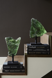 Luminous Green Glass Sculpture, On Base