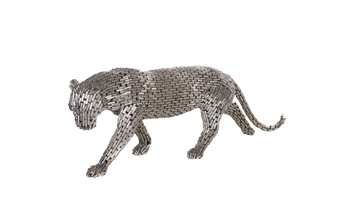 Panther Pipe Sculpture, Walking Stainless Steel (2 Sizes Available)