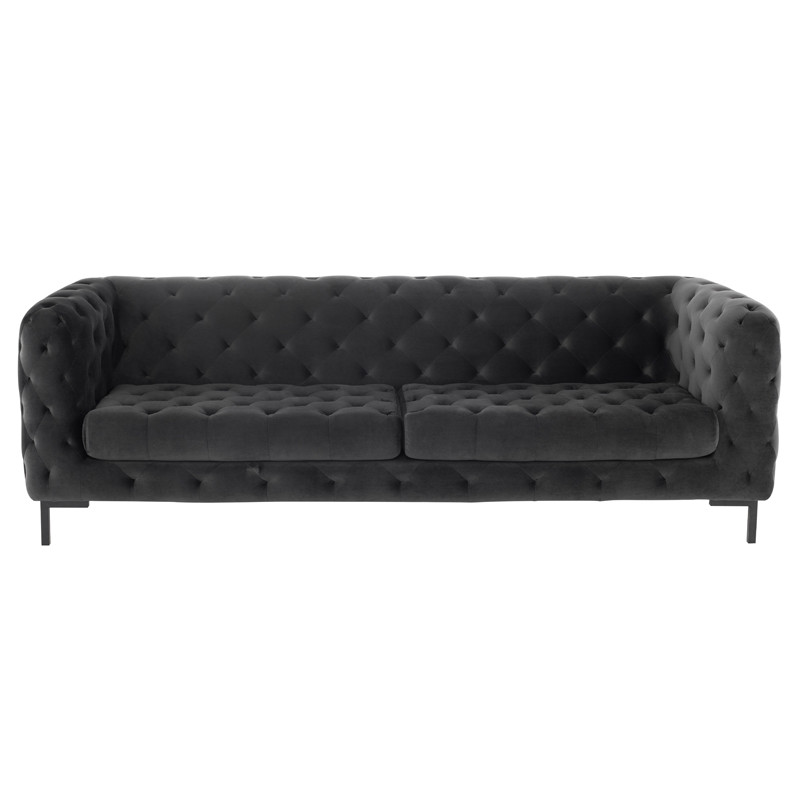 Tufty Grey Velvet Sofa