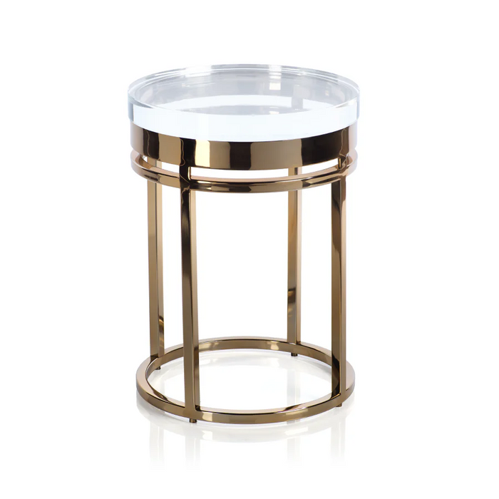 Leighton Lucite & Polished Gold Accent Table