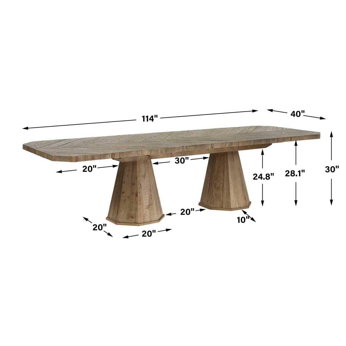 Rose 90" Oak Dining Table (114" With 2 Leaves)