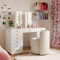 Alyssa Cream Chenille Rolling Desk Chair