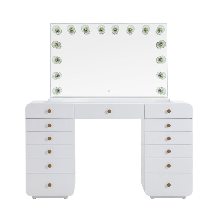 Hollywood White Desk with Vanity Mirror (2 Sizes Available)