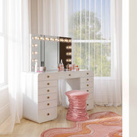 Hollywood White Desk with Vanity Mirror (2 Sizes Available)