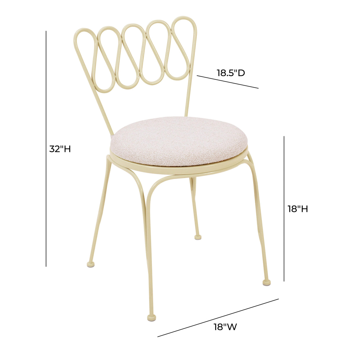 Palms Cream Outdoor Wrought Iron Chair