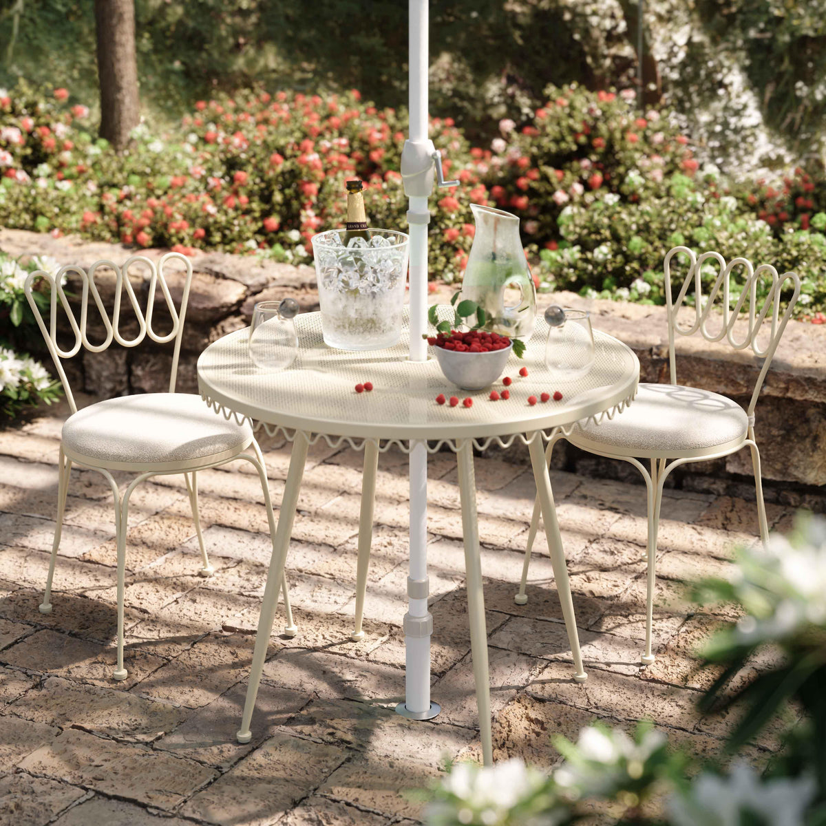 Palms Cream Outdoor Wrought Iron Cafe Table