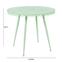 Palms Mint Green Outdoor Wrought Iron Cafe Table