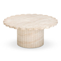 Petals Washed Travertine Finish Indoor / Outdoor 36" Round Coffee Table