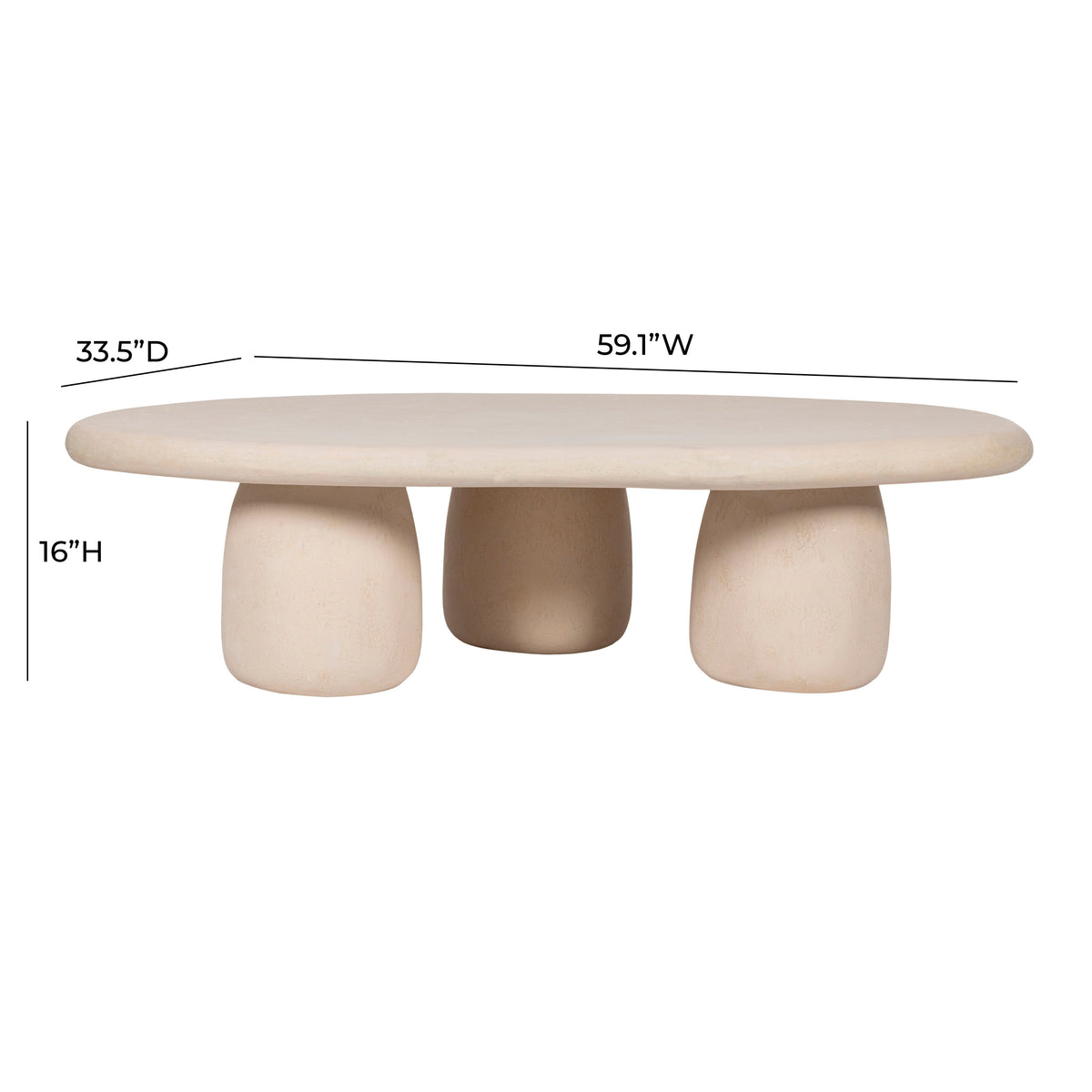 Rahul 59" Cream Indoor/Outdoor Coffee Table