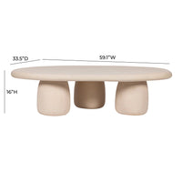 Rahul 59" Cream Indoor/Outdoor Coffee Table