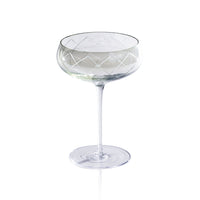 Audrey Green Luster Hand Etched Martini/Champagne Glass  - Set of 8