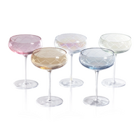 Audrey Green Luster Hand Etched Martini/Champagne Glass  - Set of 8