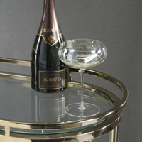 Audrey Green Luster Hand Etched Martini/Champagne Glass  - Set of 8