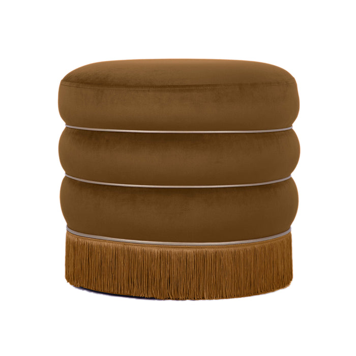 Lakka Brown Velvet Ottoman - Luxury Living Collection