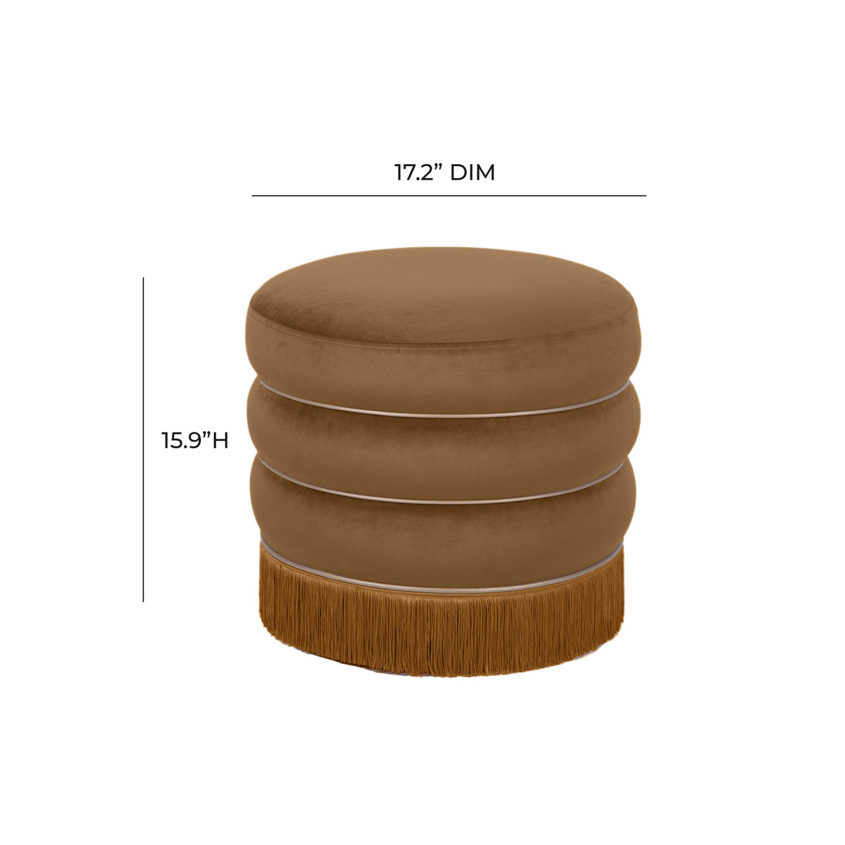 Lakka Brown Velvet Ottoman - Luxury Living Collection