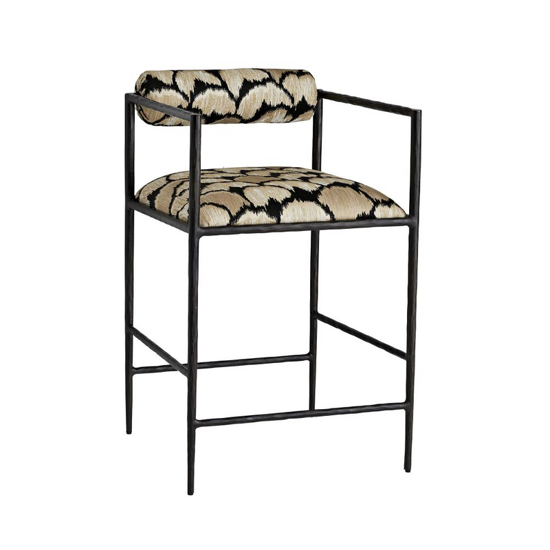 Musa Embroidered Iron Counter Stool