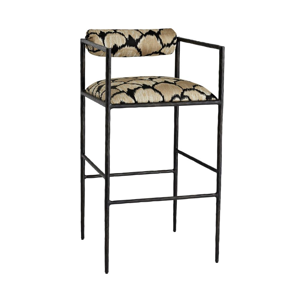 Musa Embroidered Iron Bar Stool