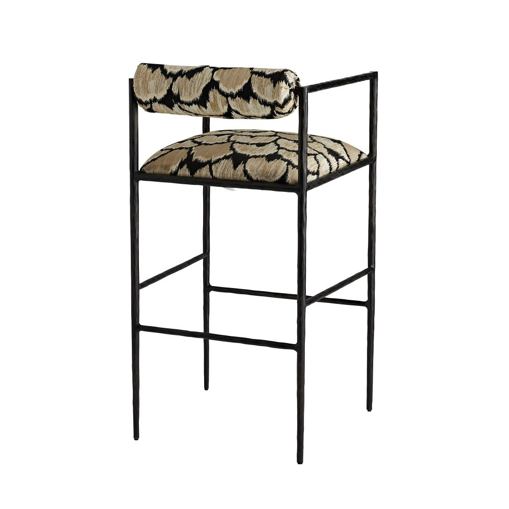 Musa Embroidered Iron Bar Stool