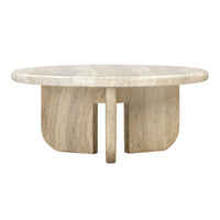 Patrizia 36" Faux Travertine Concrete Indoor / Outdoor Round Coffee Table