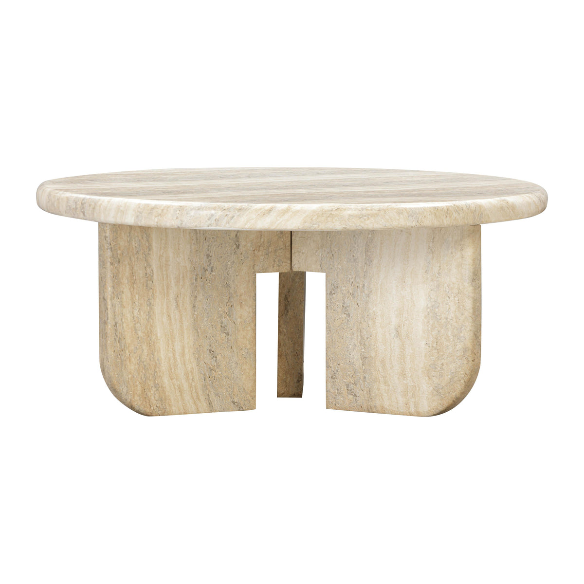 Patrizia 36" Faux Travertine Concrete Indoor / Outdoor Round Coffee Table