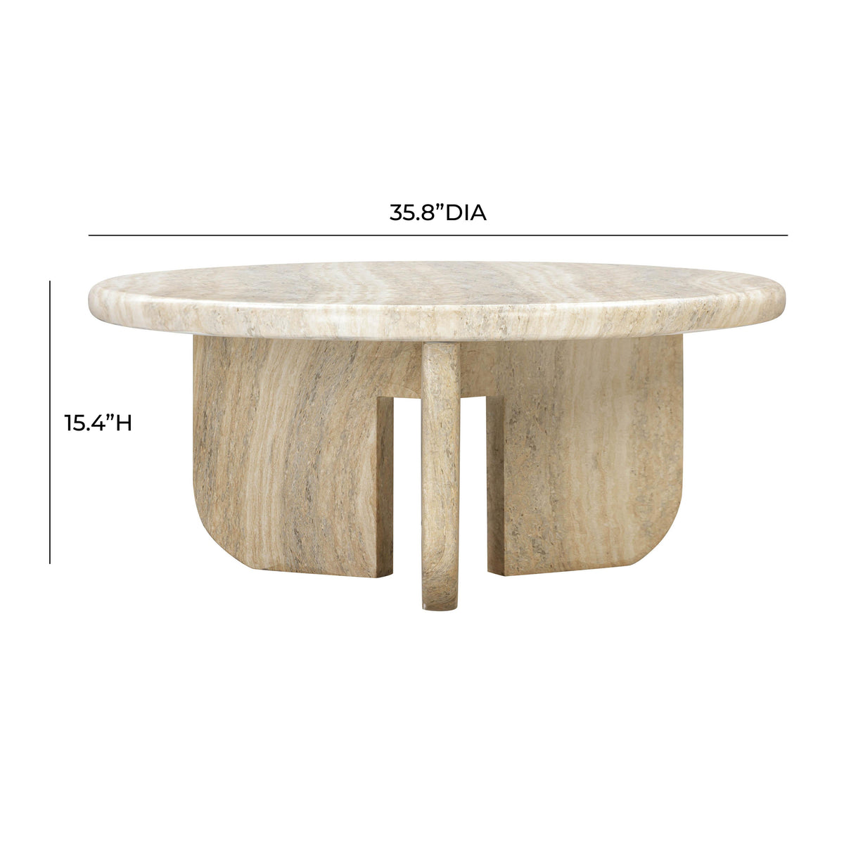 Patrizia 36" Faux Travertine Concrete Indoor / Outdoor Round Coffee Table