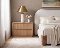 Kalla 36" Large Black Reeded Oak & Brushed Gold Nightstand