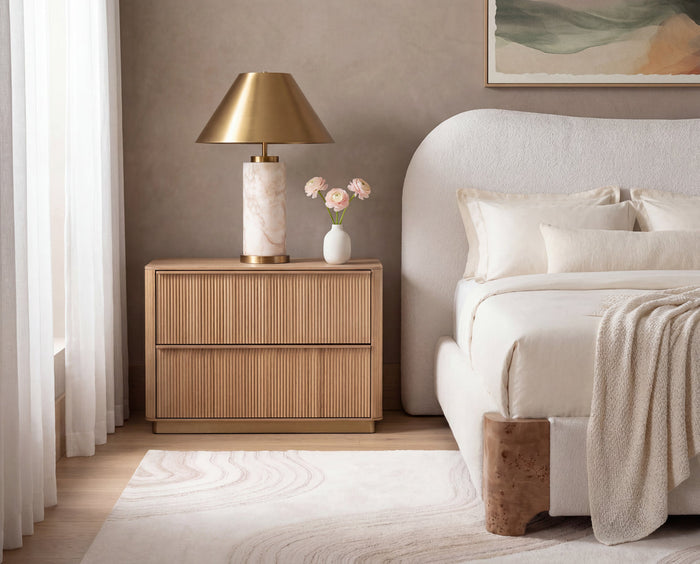 Kalla 36" Large Black Reeded Oak & Brushed Gold Nightstand
