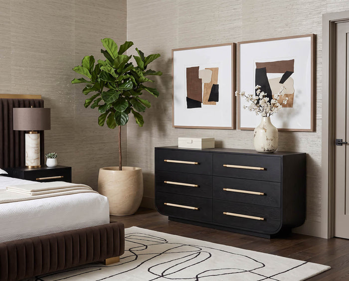 Tarrant Black Oak & Raffia Handle Dresser