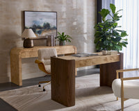 Beryl 60" Burl Veneer & Brown Oak Desk/Console Table