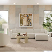 Travie 111" Sand Upcycled Linen 4-Piece Modular Sectional