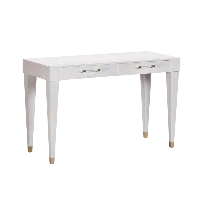 Blythe White Burl Rectangular Desk- Luxury Living Collection