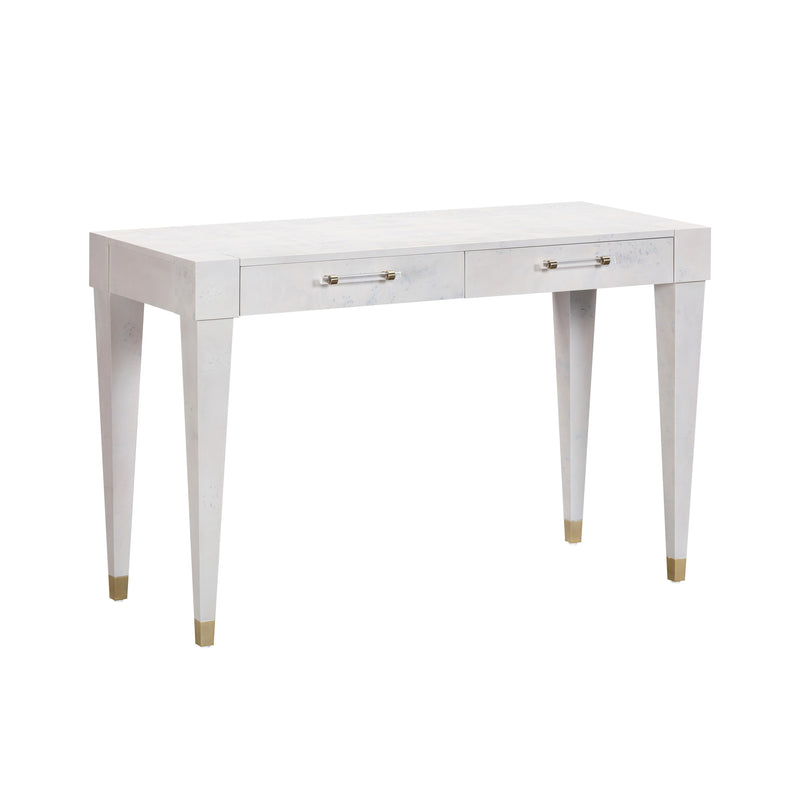 Blythe White Burl Rectangular Desk- Luxury Living Collection