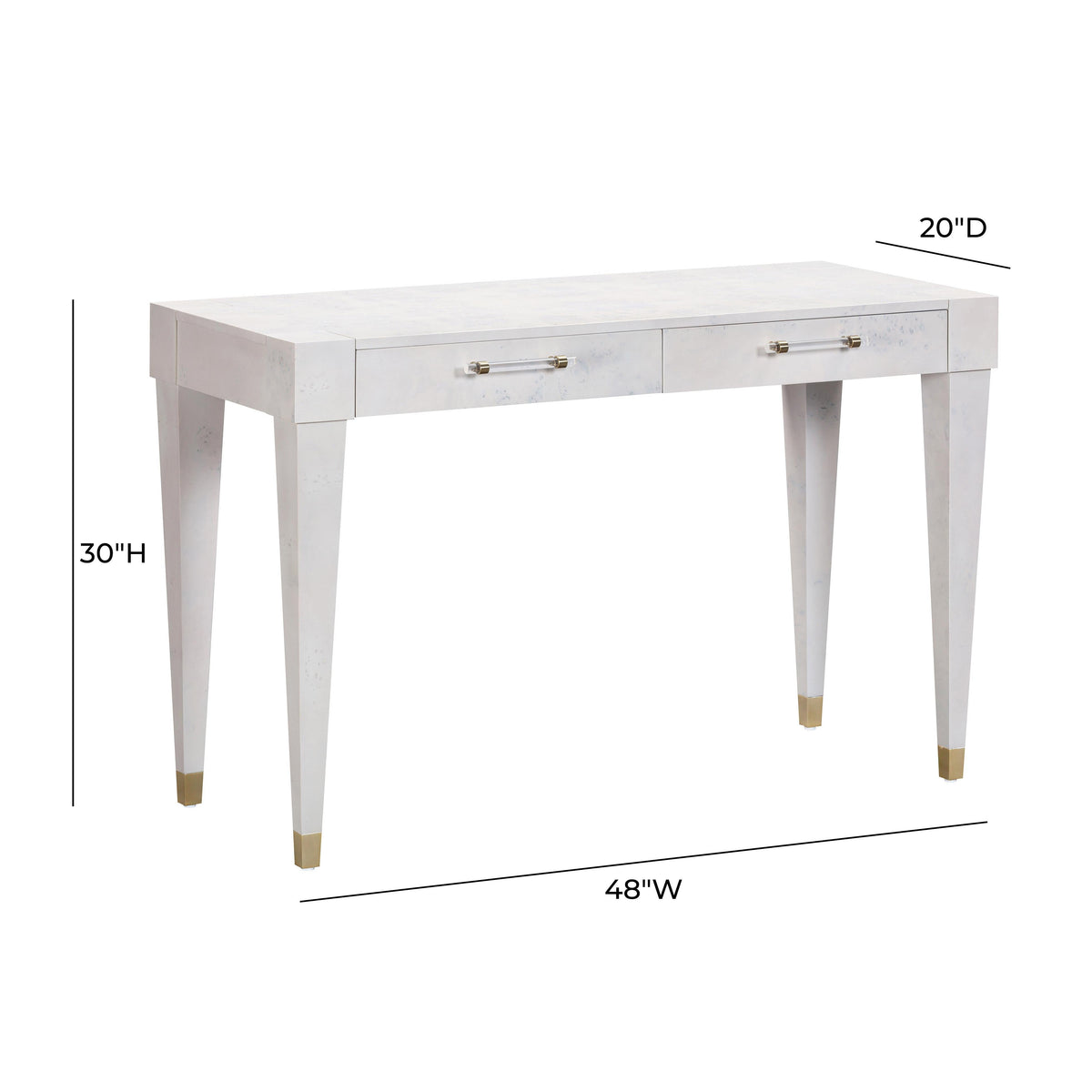 Blythe White Burl Rectangular Desk- Luxury Living Collection