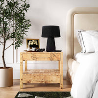 Blythe Natural Burl Nightstand - Luxury Living Collection