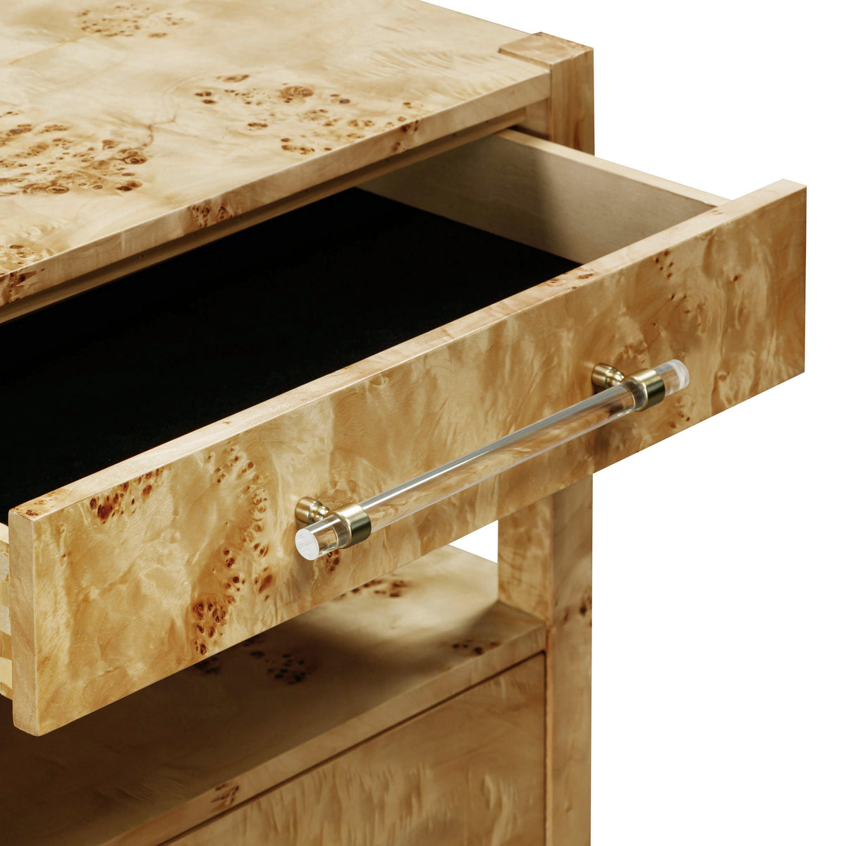 Blythe Natural Burl Nightstand - Luxury Living Collection