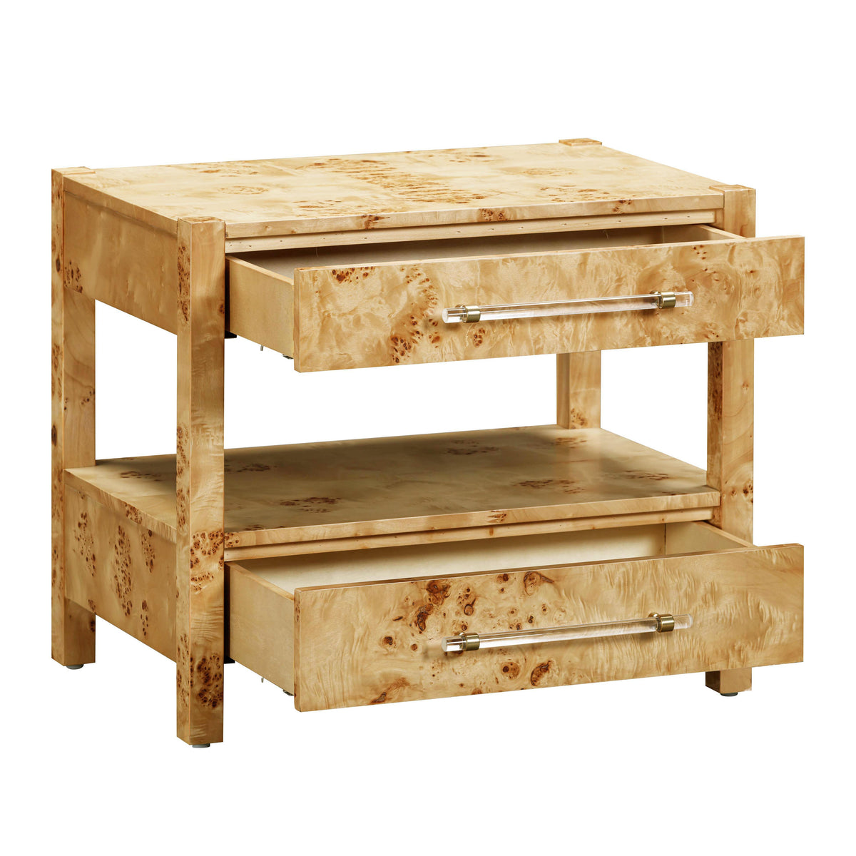 Blythe Natural Burl Nightstand - Luxury Living Collection