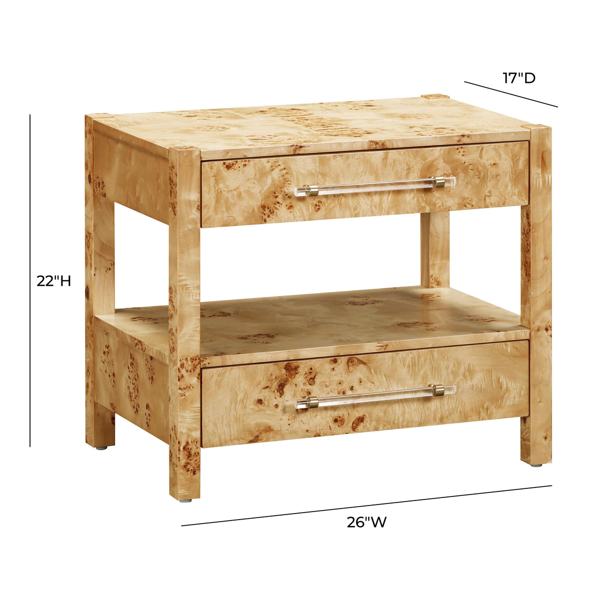Blythe Natural Burl Nightstand - Luxury Living Collection