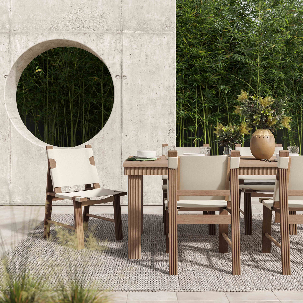 Essie Natural Outdoor 75" Rectangular Dining Table