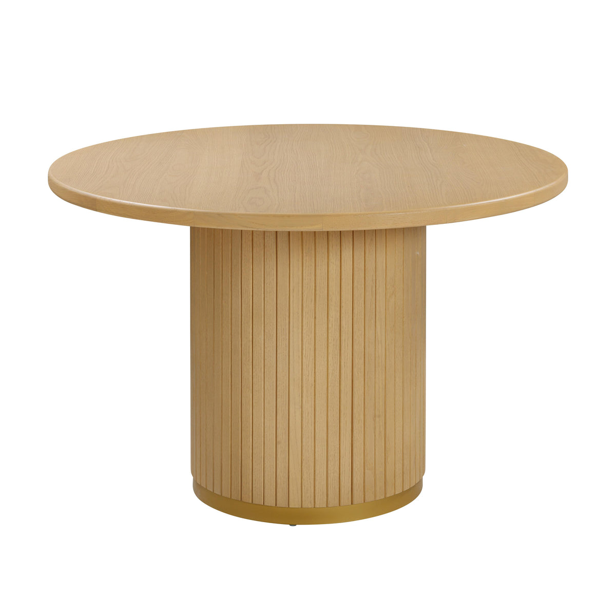 Davion 47" Natural Ash Wood & Gold Round Dining Table - Luxury Living Collection