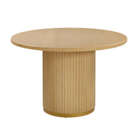 Davion 47" Natural Ash Wood & Gold Round Dining Table - Luxury Living Collection