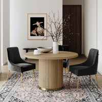 Davion 47" Natural Ash Wood & Gold Round Dining Table - Luxury Living Collection