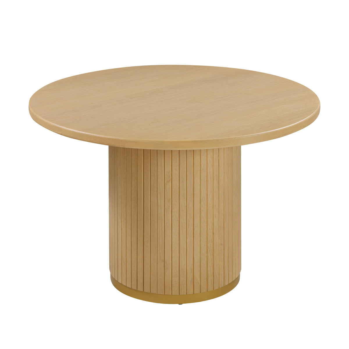 Davion 47" Natural Ash Wood & Gold Round Dining Table - Luxury Living Collection