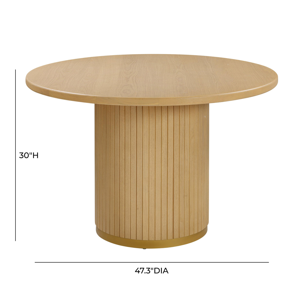 Davion 47" Natural Ash Wood & Gold Round Dining Table - Luxury Living Collection