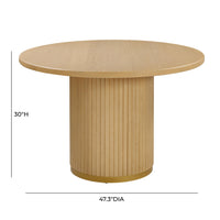 Davion 47" Natural Ash Wood & Gold Round Dining Table - Luxury Living Collection