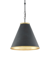 Charlize Black & Gold Leaf Iron Pendant (2 Sizes Available)