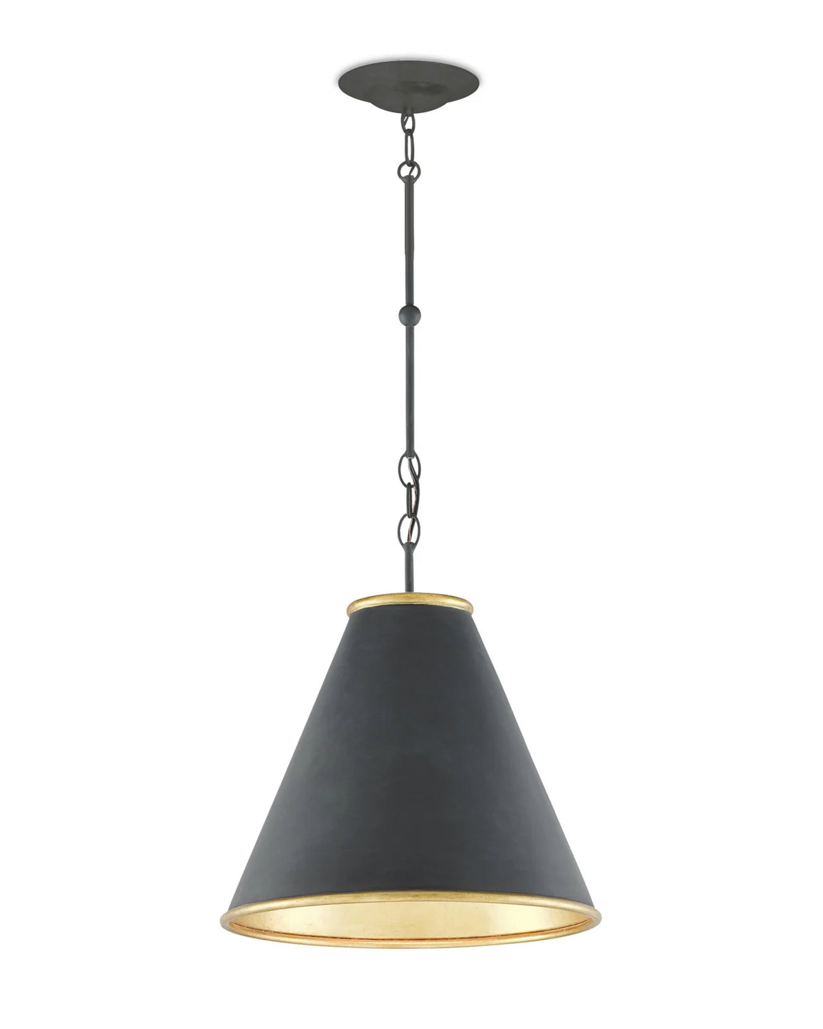 Charlize Black & Gold Leaf Iron Pendant (2 Sizes Available)