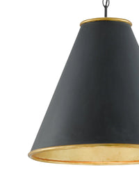 Charlize Black & Gold Leaf Iron Pendant (2 Sizes Available)
