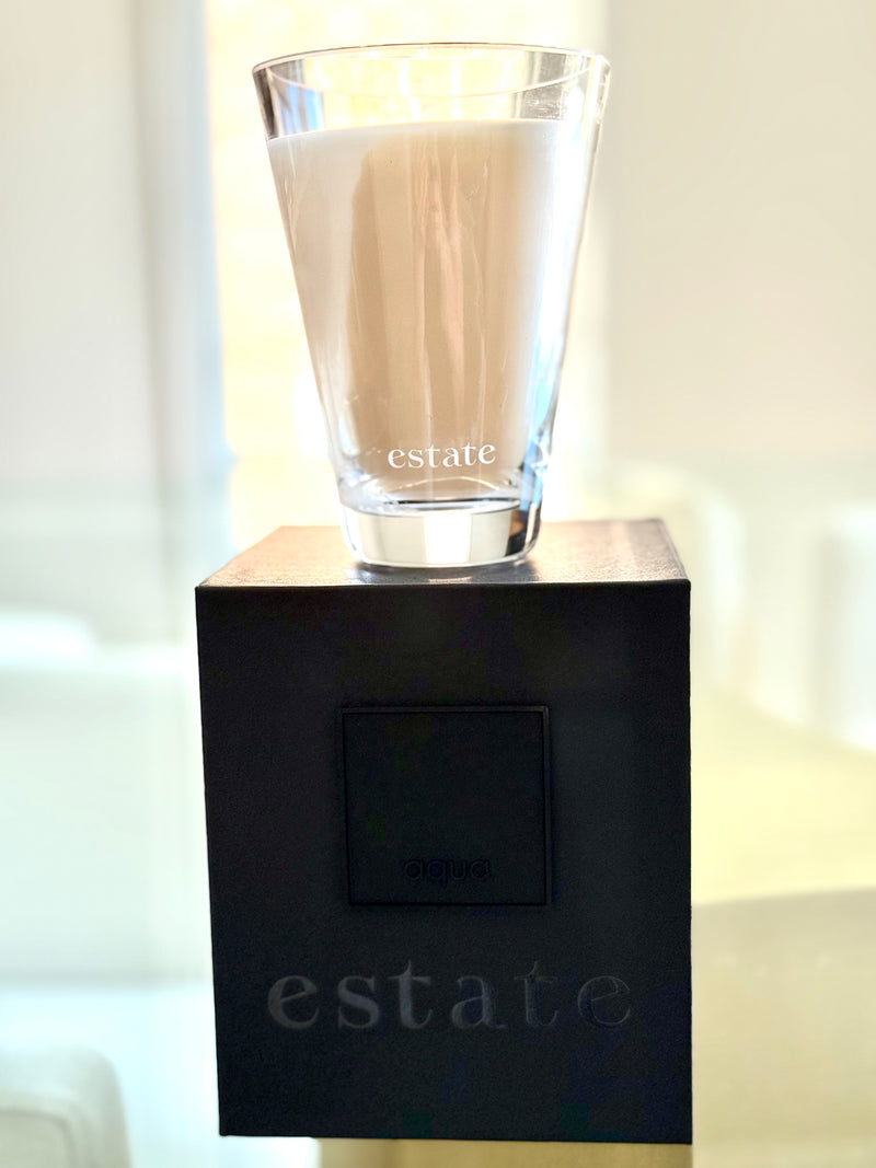Estate Candle - 10.5 oz Clear/Aqua (Set of 4)