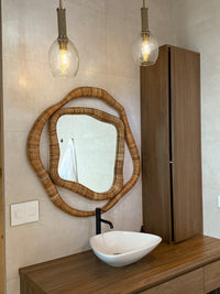 Tia 38" Natural Rattan Hand Wrapped Mirror