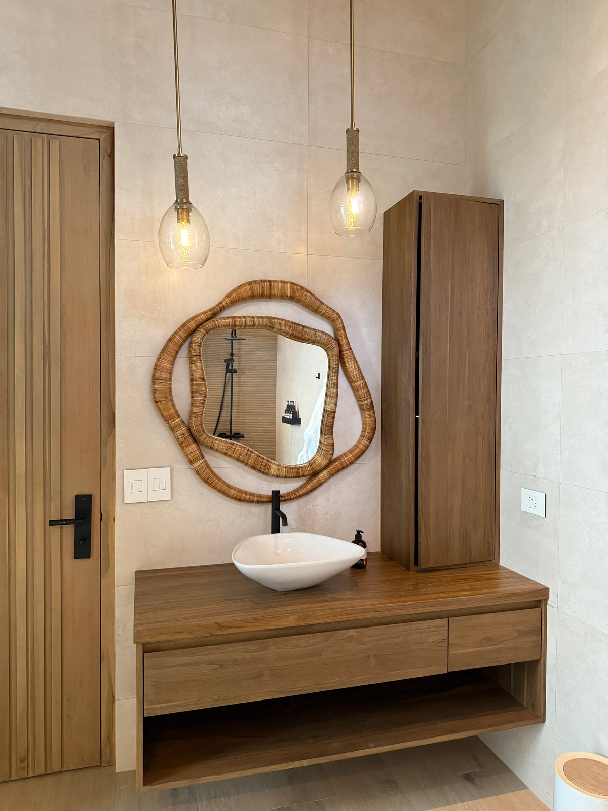 Tia 38" Natural Rattan Hand Wrapped Mirror